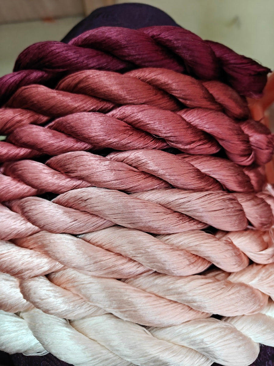 10g*8 Suzhou Embroidery Thick Untwisted Mulberry Silk Thread(#龙膏烟紫 10g*8) - Ronghua Threads