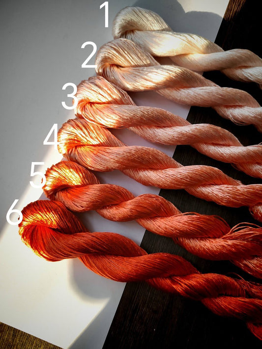 10g Suzhou Embroidery Thick Filament Slightly Twisted Mulberry Silk Thread(橘红色) - Hand-dyed Ronghua Threads