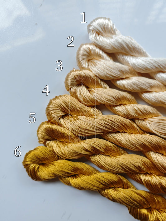 10g Suzhou Embroidery Thick Filament Slightly Twisted Mulberry Silk Thread(暗金色) - Hand-dyed Ronghua Threads