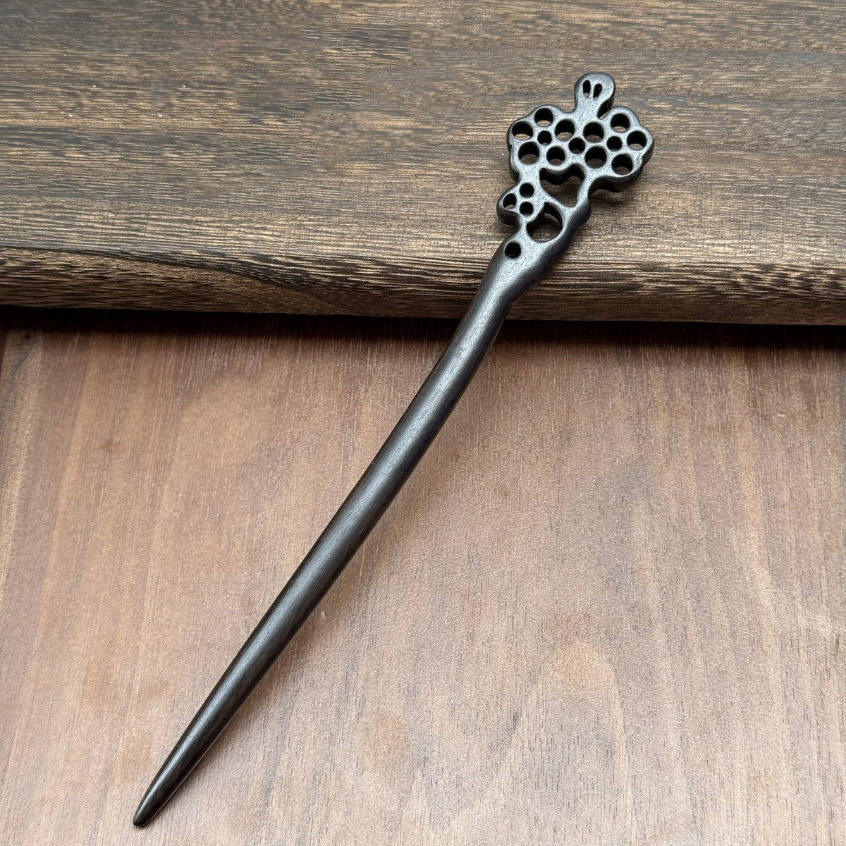 African Blackwood Hair Pin - 18cm Wooden Hair Stick for Updos & DIY Crafting #18cm紫光檀