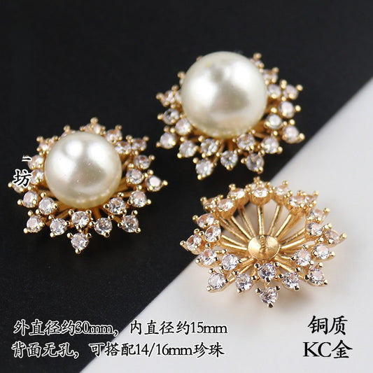Copper Flower Bead Caps with Rhinestones - Flower Stamen Holders(K series)