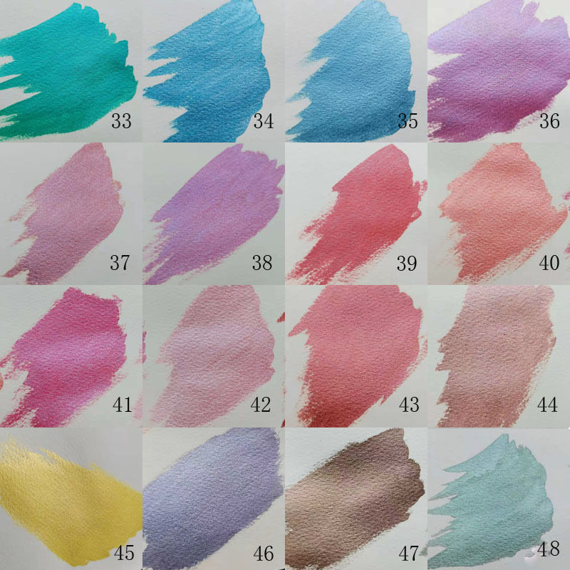 Metallic Pearlescent Solid Watercolor Paint Set for Ronghua Chanhua, Art & Crafts(Combo Pack Set of 48)