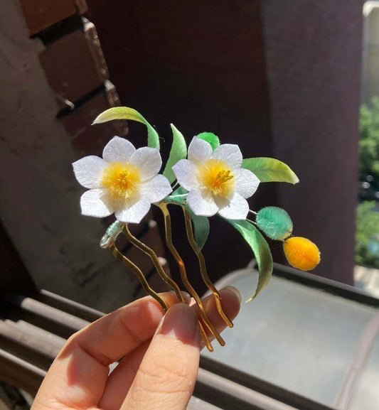 Daffodi Fermaglio per Capelli su Misura-Fermaglio per Capelli in Seta (Ronghua)