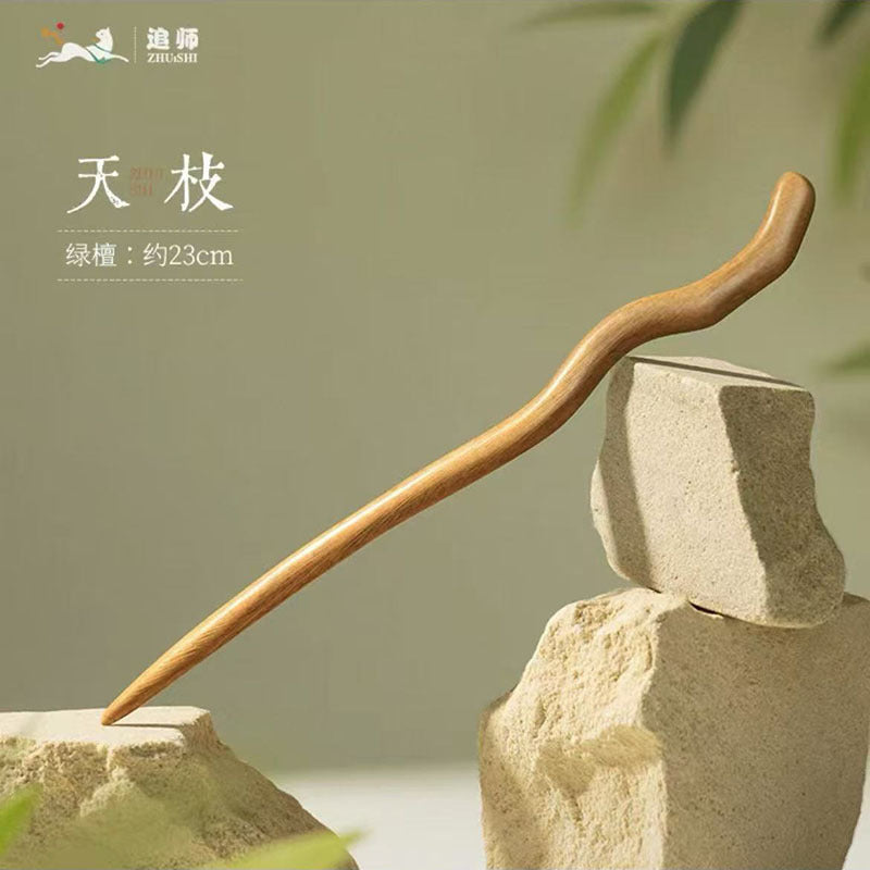 PF095 - Bâtons à cheveux en bois de santal vert 18cm - Vente en gros