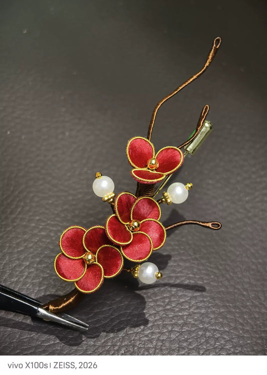 Handmade Ronghua Plum Blossom Brooch - Luxury Silk Floral Pin & Versatile Accessory