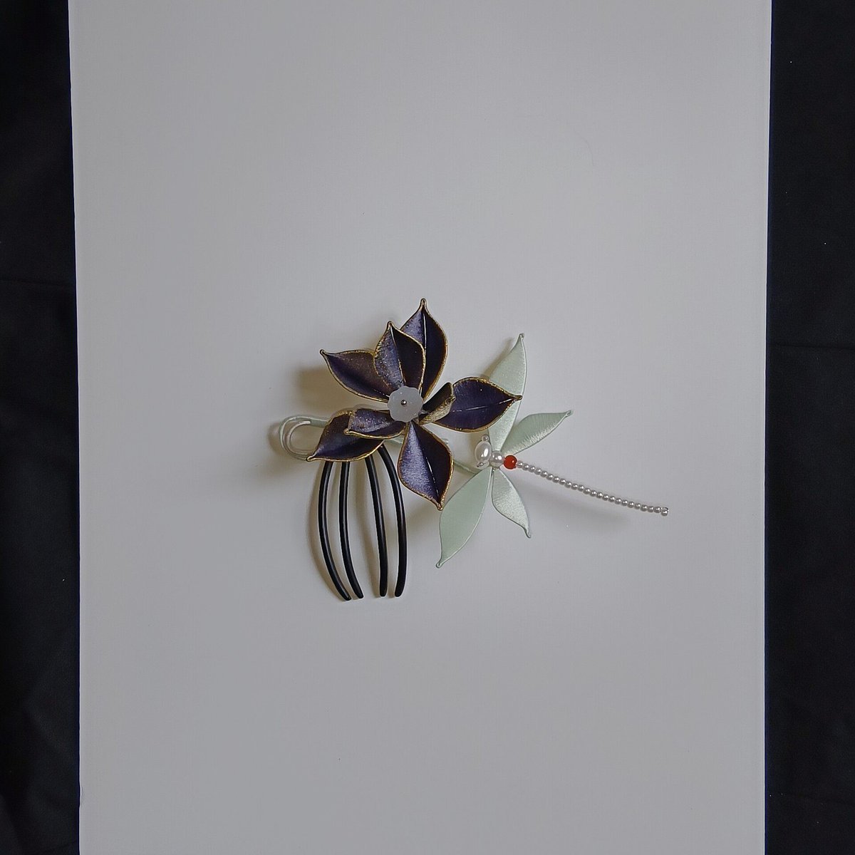 Handmade Dark Lotus Chanhua Hairpin - Gothic Floral Thread-Wrapped Hair Accessory