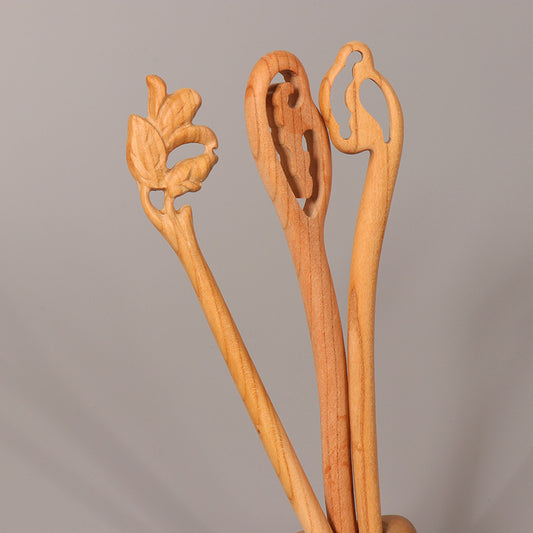 PF117 - 18cm Peach Wood Hair Sticks - Wholesale