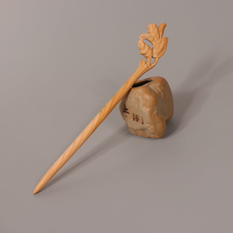 PF117 - 18cm Peach Wood Hair Sticks - Wholesale