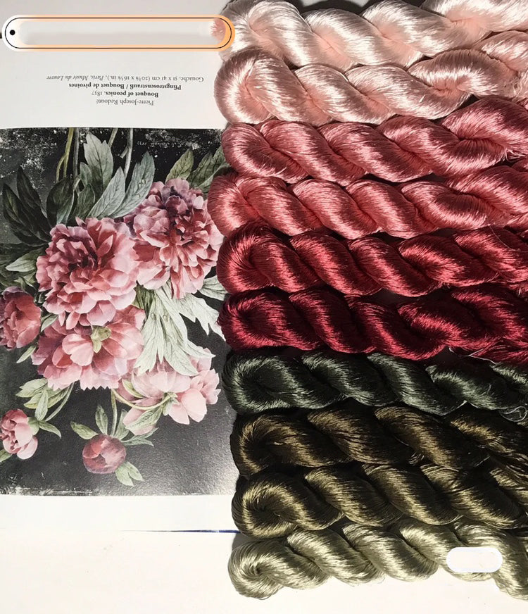 80m Suzhou Embroidery Untwisted Mulberry Silk Thread(#024 #066 #067 80m*10) - Ronghua Threads