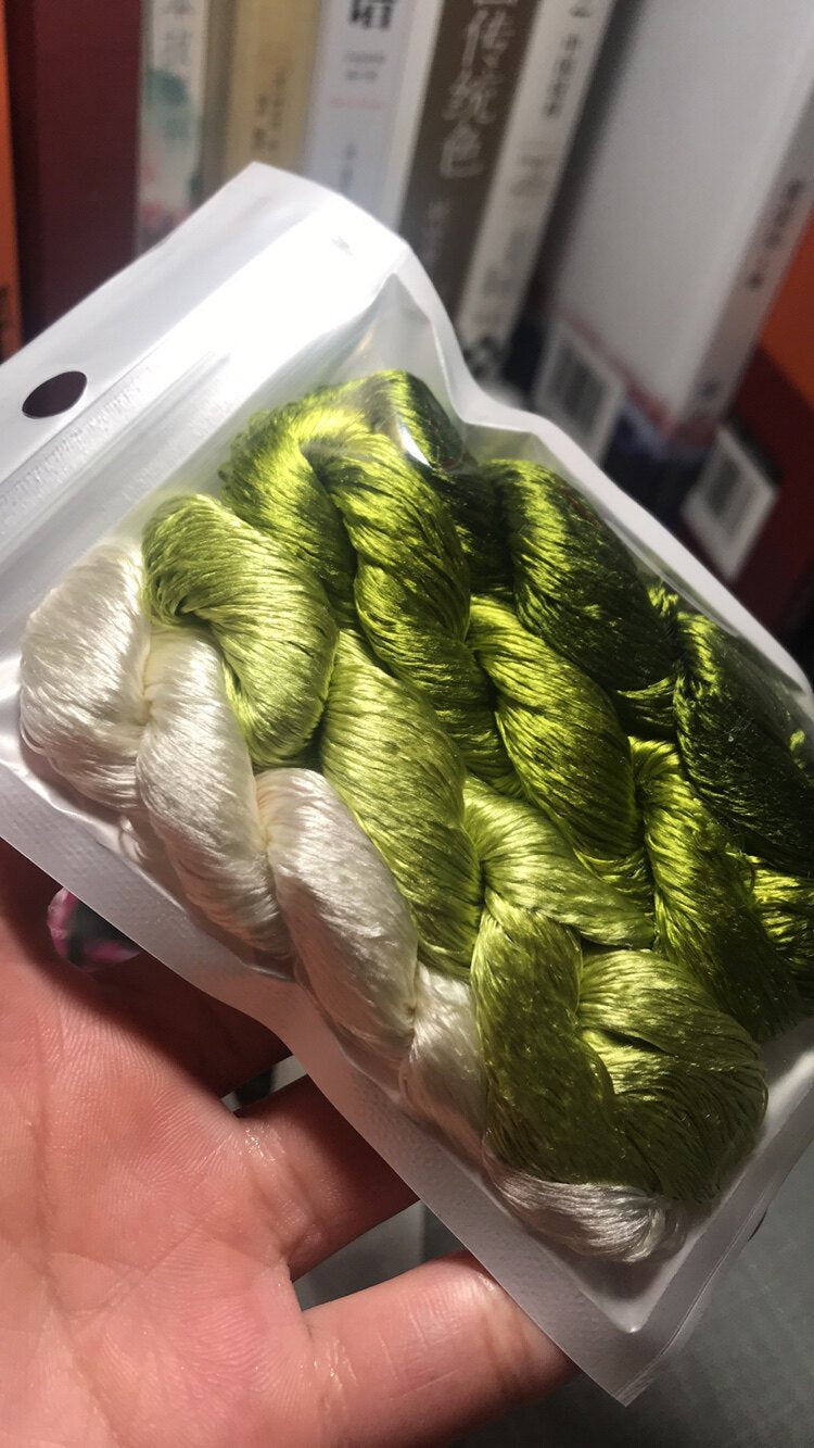80m Suzhou Embroidery Untwisted Mulberry Silk Thread(#44鲜叶 80m*4) - Ronghua Threads