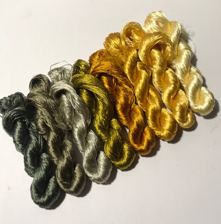 80m Suzhou Embroidery Untwisted Mulberry Silk Thread(#黄玫瑰 80m*8) - Ronghua Threads