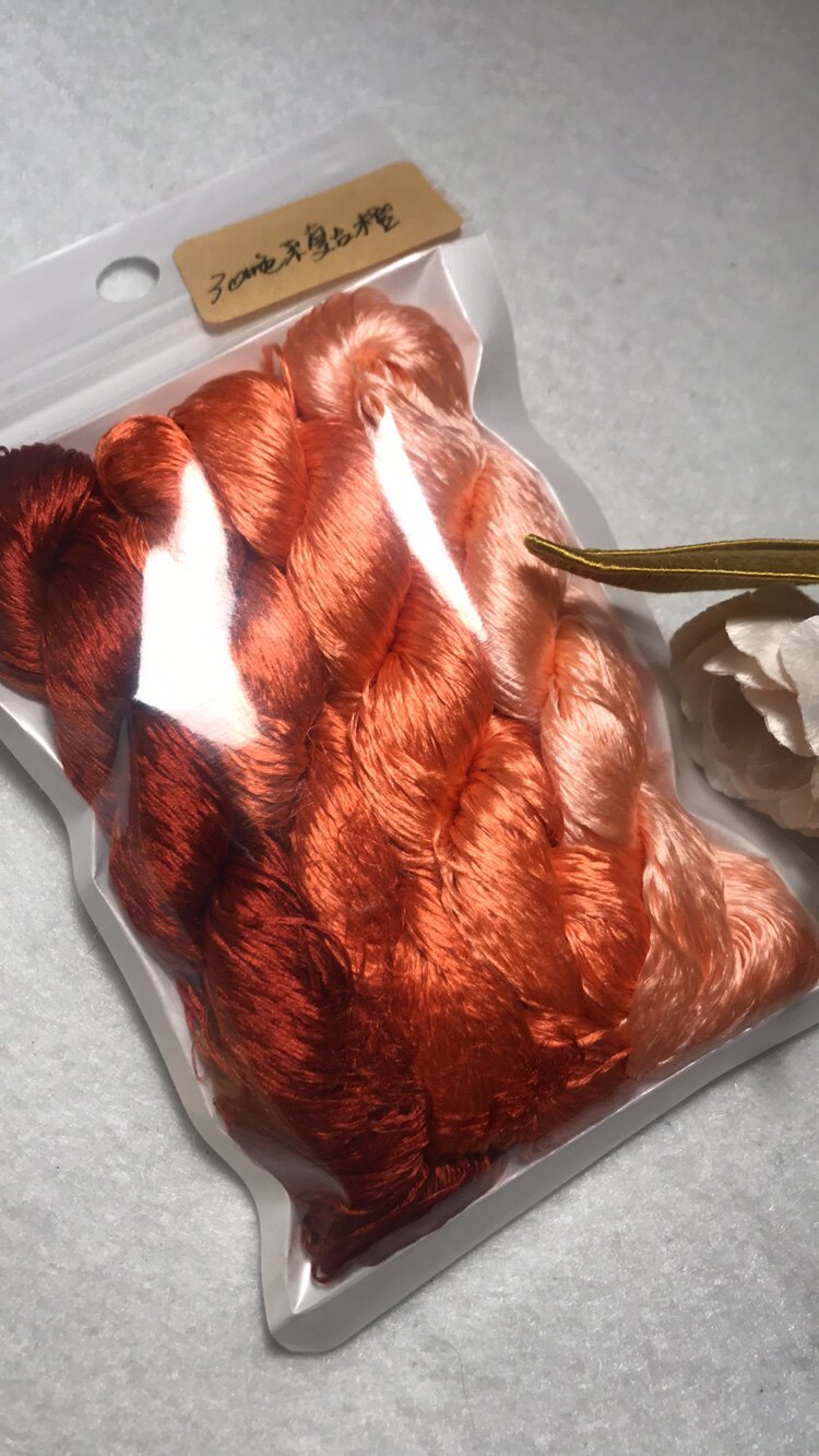 80m Suzhou Embroidery Untwisted Mulberry Silk Thread(#30复古橙红 80m*4) - Ronghua Threads