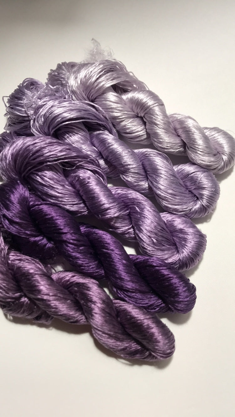 80m Suzhou Embroidery Untwisted Mulberry Silk Thread(#迷夜紫 80m*5) - Ronghua Threads