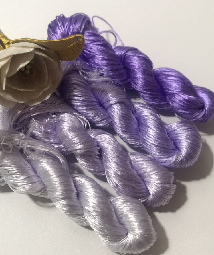 80m Suzhou Embroidery Untwisted Mulberry Silk Thread(#96青莲花 80m*4) - Ronghua Threads
