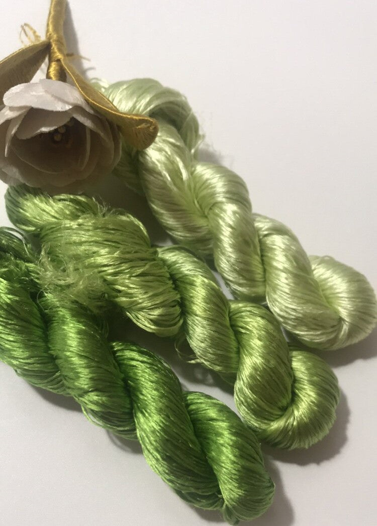 80m Suzhou Embroidery Untwisted Mulberry Silk Thread(#04春芽绿 80m*3) - Ronghua Threads