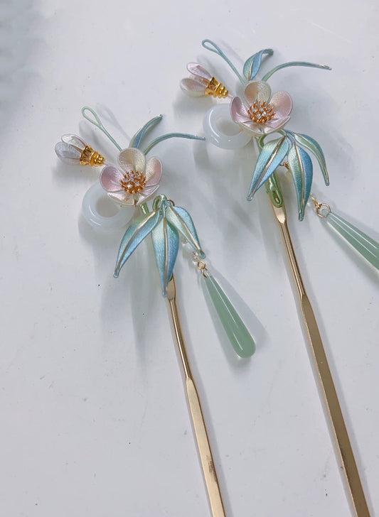 Fermaglio per capelli fatto a mano con fiore - Fermaglio per capelli in seta (Chanhua)