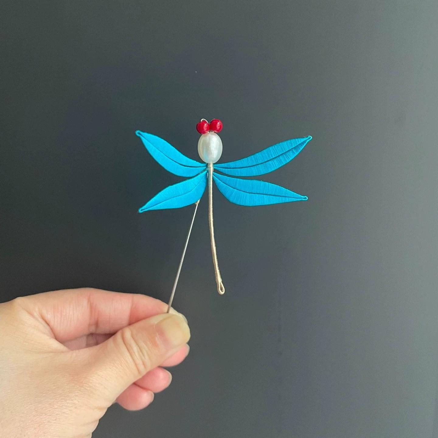 Broche Libellule faite à la main - Broche en soie (Chanhua)