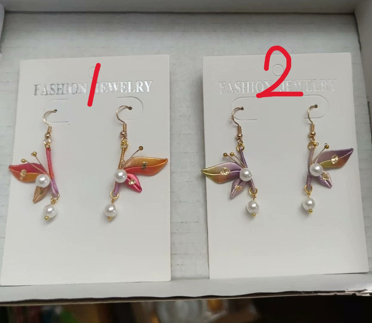 Orecchini a farfalla Chanhua in seta artigianali - Ganci in argento sterling