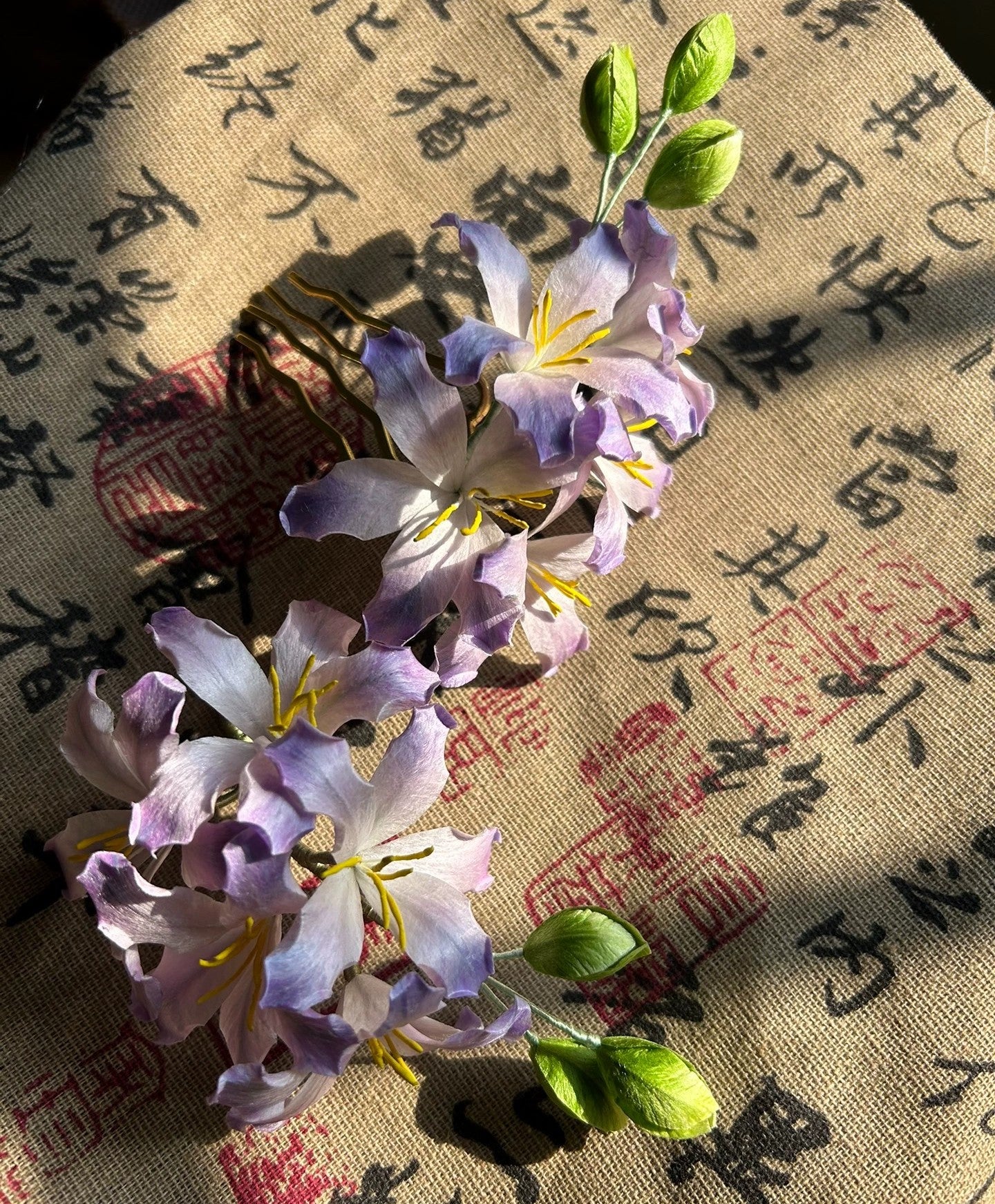 Fermaglio per Capelli Ronghua in Filo di Seta Fatto a Mano - Accessorio per Capelli a Fiore di Bauhinia per Hanfu e Uso Quotidiano