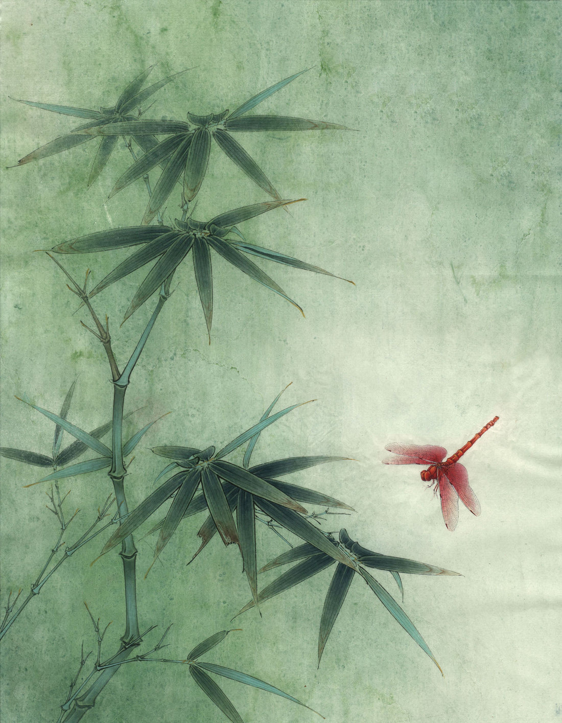 Bamboo & Dragonfly: A Serene Journey in Chinese Painting