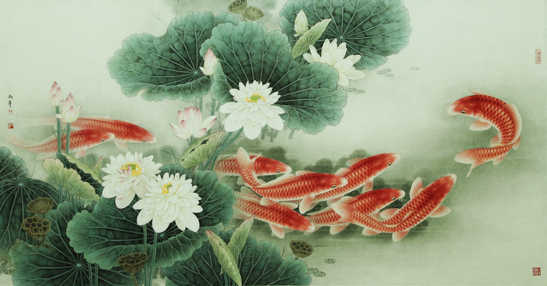 Graceful Harmony of Koi and Lotus