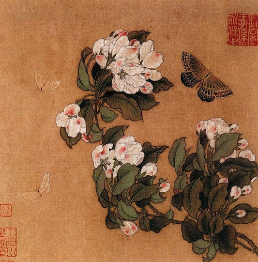 The Elegant Dance: "Crabapple and Butterfly" Through Chinese Brushwork