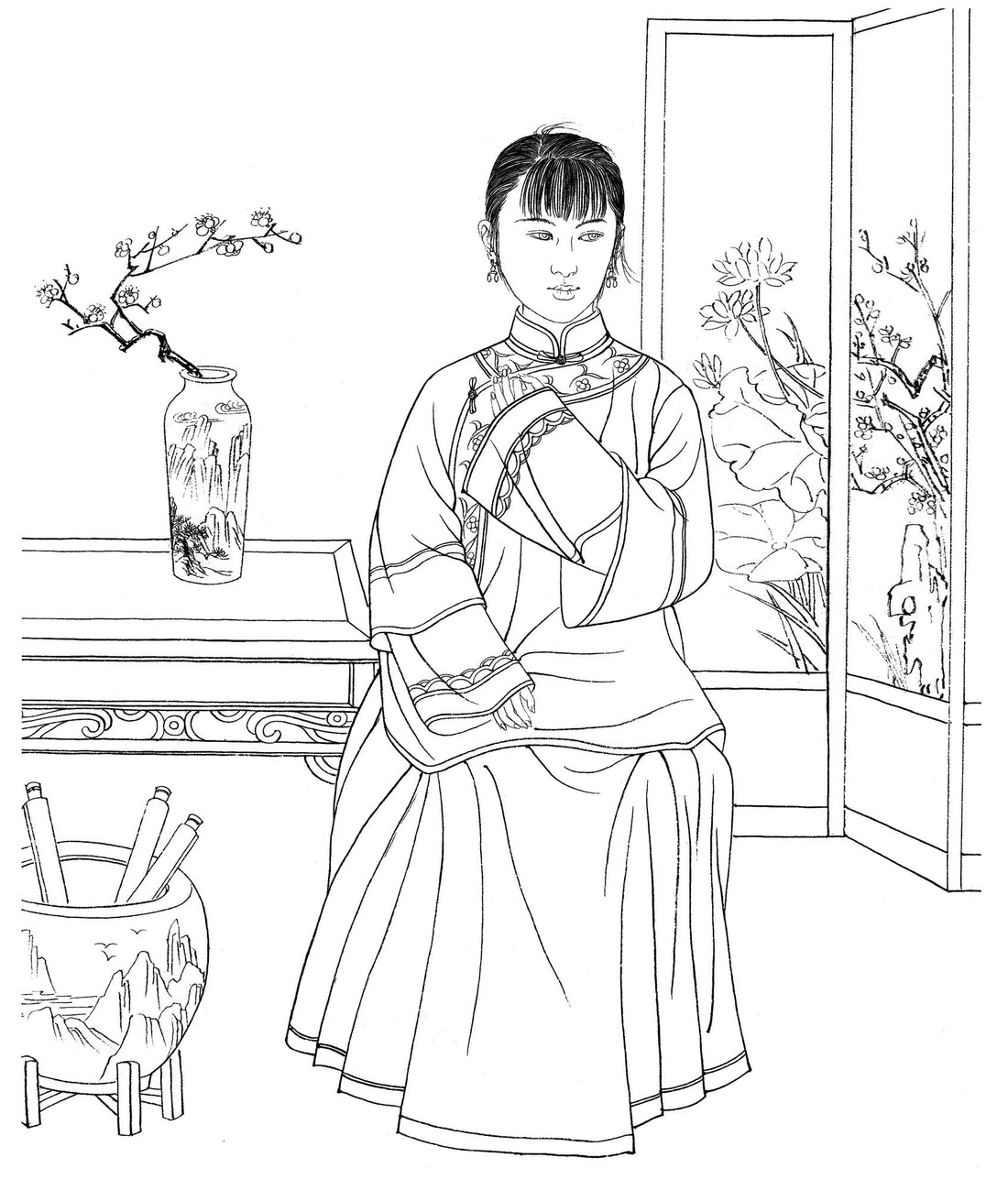 Appreciating the Elegance of Chinese Ink Line Drawings: Bai Miao Ladies