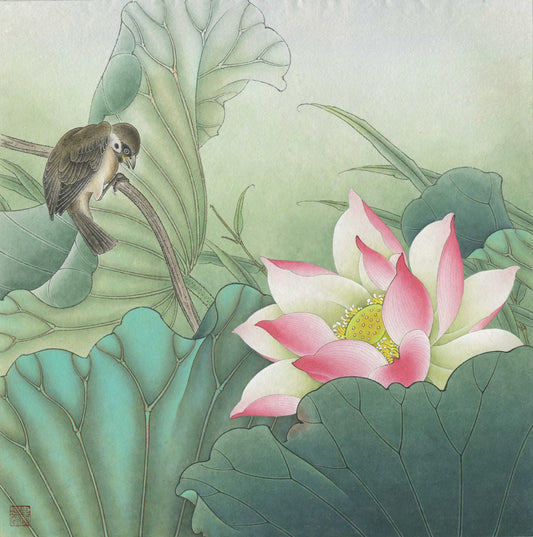 Tranquil Lotus and Sparrow: A Journey Through Chinese Brushwork