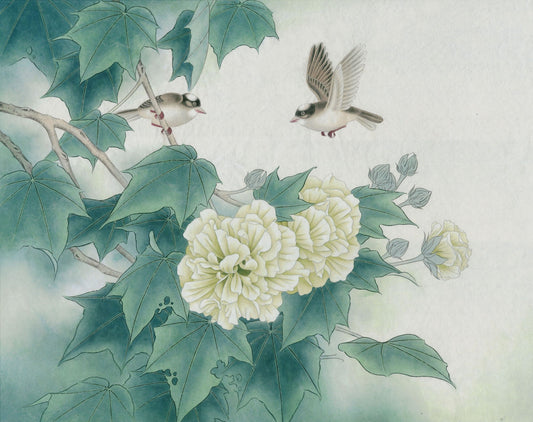 The Serene Beauty of Hibiscus and Sparrows: A Masterpiece in Chinese Brushwork