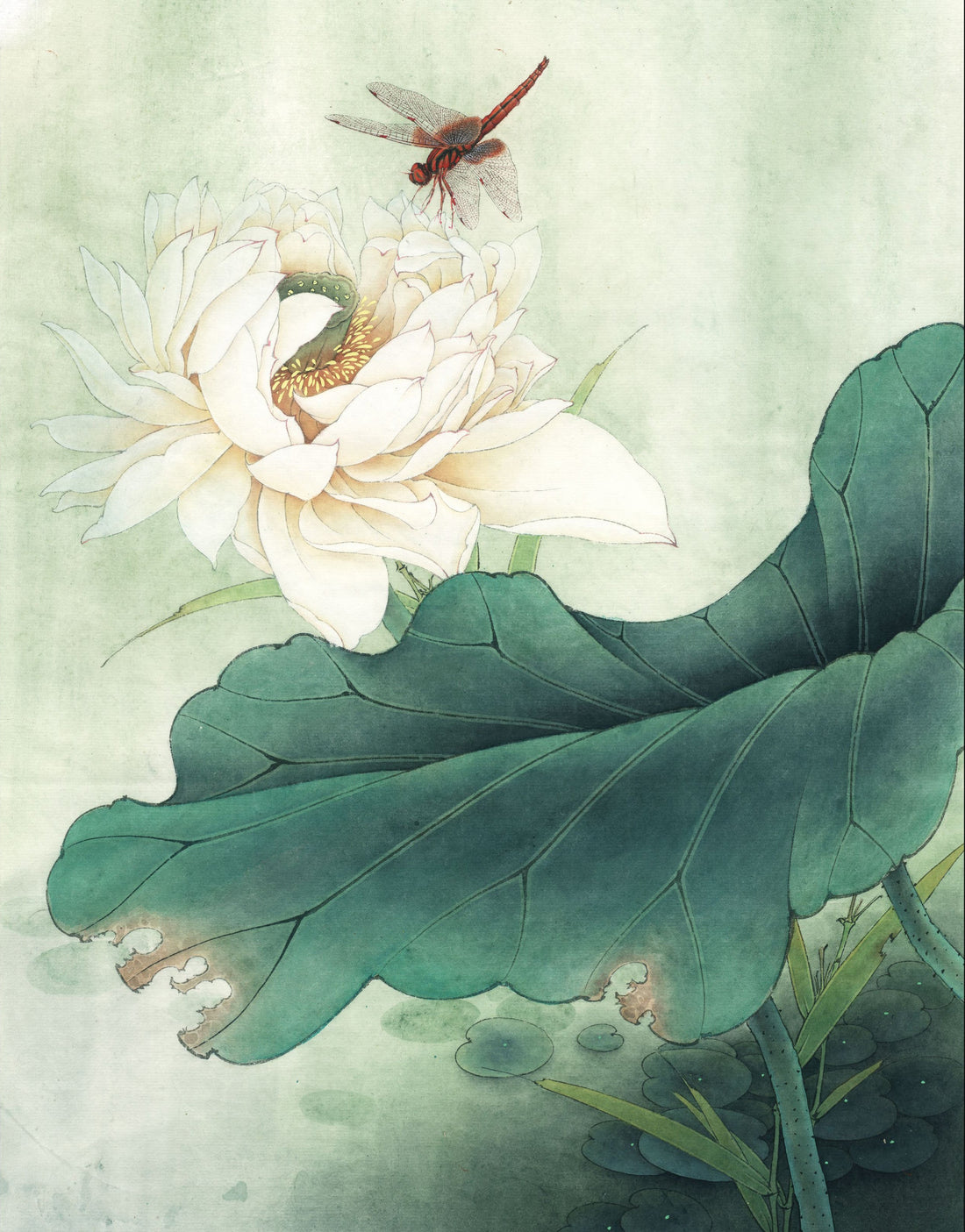 The Serene Bloom: A Journey in Chinese Ink and Color