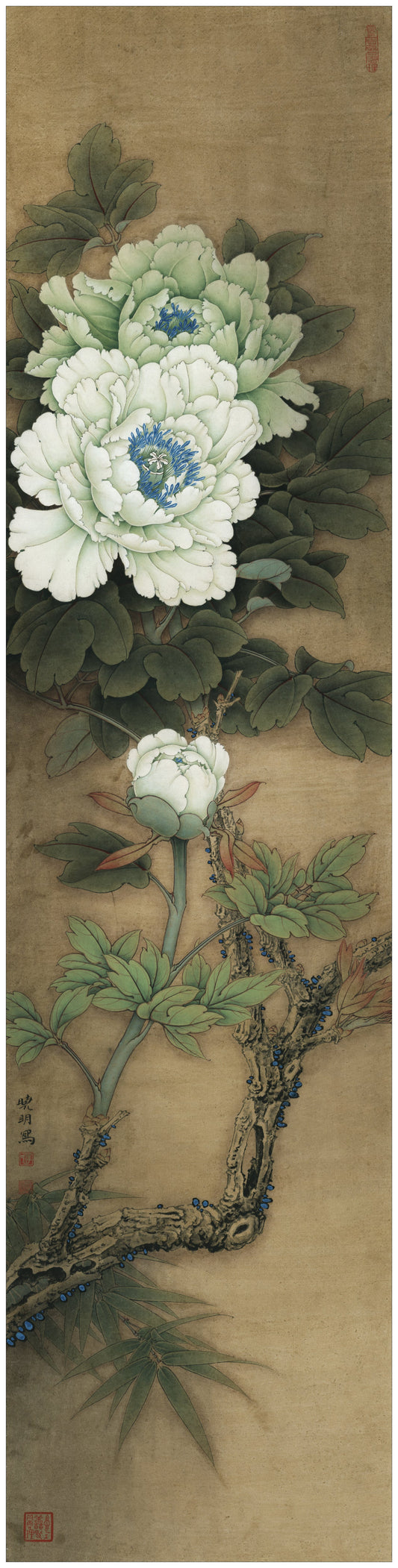The Elegance of "White Peonies and Ancient Roots": A Journey Through Chinese Brushwork
