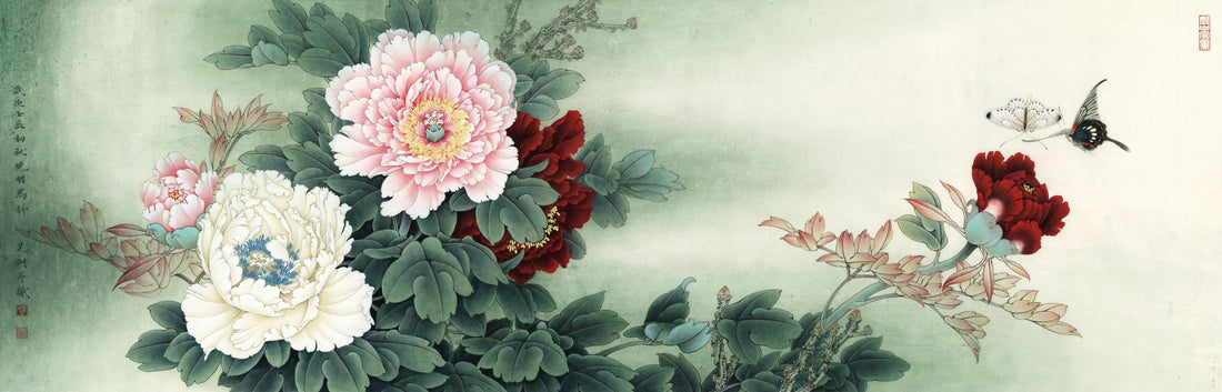 The Ethereal Dance of Peonies and Butterflies: A Journey Through Traditional Chinese Ink Art