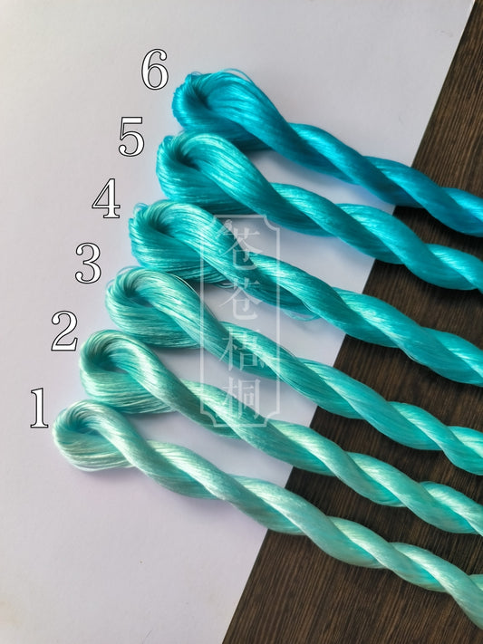 10g Suzhou Embroidery Thick Filament Slightly Twisted Mulberry Silk Thread(蓝绿色) - Hand-dyed Ronghua Threads