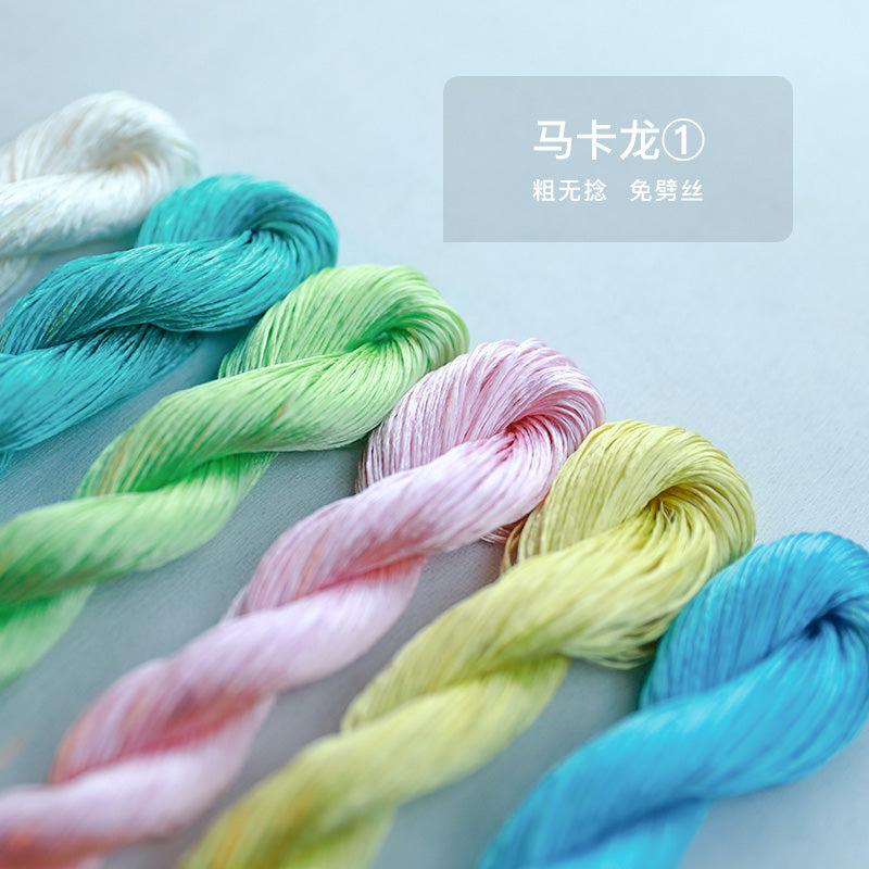 10g Suzhou Embroidery Thick Untwisted Mulberry Silk Thread(#Macaron color scheme 10g*6) - Ronghua Threads