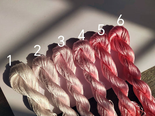 10g Suzhou Embroidery Thick Filament Slightly Twisted Mulberry Silk Thread(桃粉色) - Hand-dyed Ronghua Threads