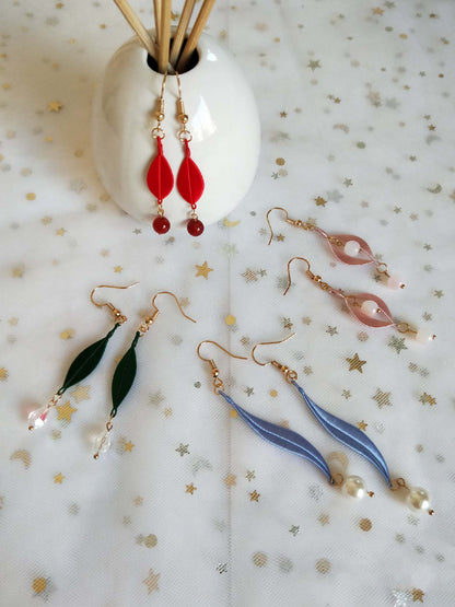 Boucles d'oreilles faites à la main arc-en-ciel - Boucles d'oreilles en soie colorées (Chanhua)
