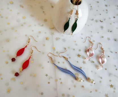 Boucles d'oreilles faites à la main arc-en-ciel - Boucles d'oreilles en soie colorées (Chanhua)