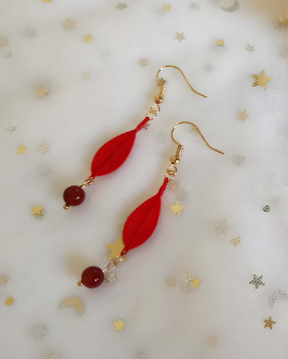 Boucles d'oreilles faites à la main arc-en-ciel - Boucles d'oreilles en soie colorées (Chanhua)