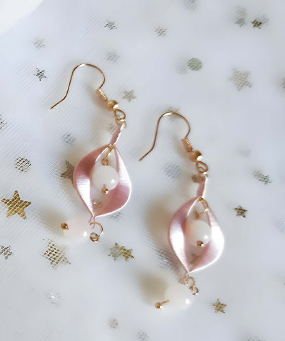 Boucles d'oreilles faites à la main arc-en-ciel - Boucles d'oreilles en soie colorées (Chanhua)
