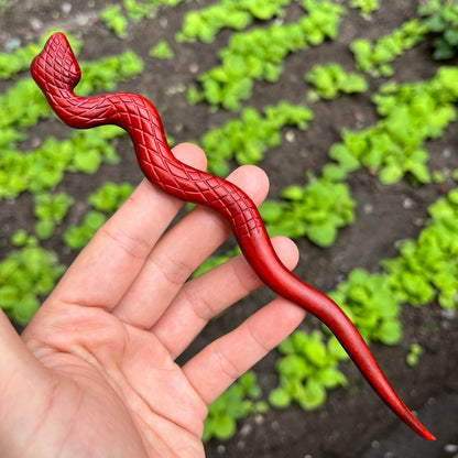 Pique à cheveux en palissandre naturel - Épingle à cheveux serpent de 20 cm finition lisse (灵蛇)