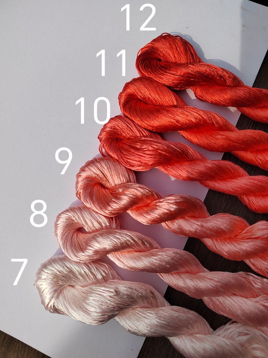 Fil de soie de mûrier légèrement torsadé épais de 10g pour broderie de Suzhou (Rouge orangé) - Fils Ronghua teints à la main