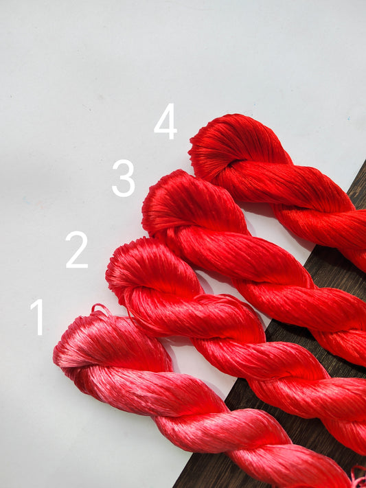 10g Suzhou Embroidery Thick Filament Slightly Twisted Mulberry Silk Thread(红色系) - Hand-dyed Ronghua Threads