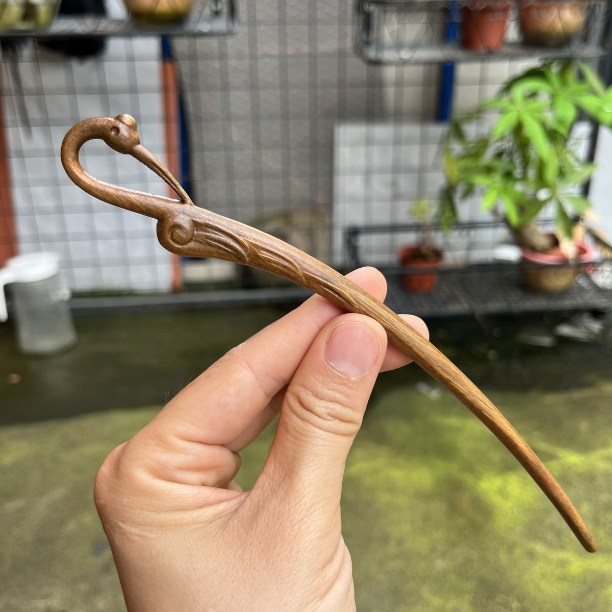 Natural Wooden Hair Stick Set - 20cm Crane Hairpin (仙鹤)