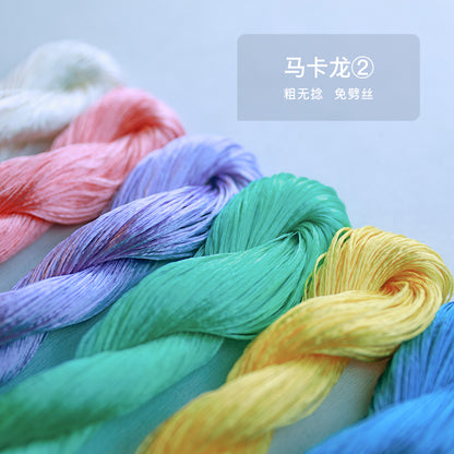 10g Suzhou Embroidery Thick Untwisted Mulberry Silk Thread(#Macaron color scheme 10g*6) - Ronghua Threads