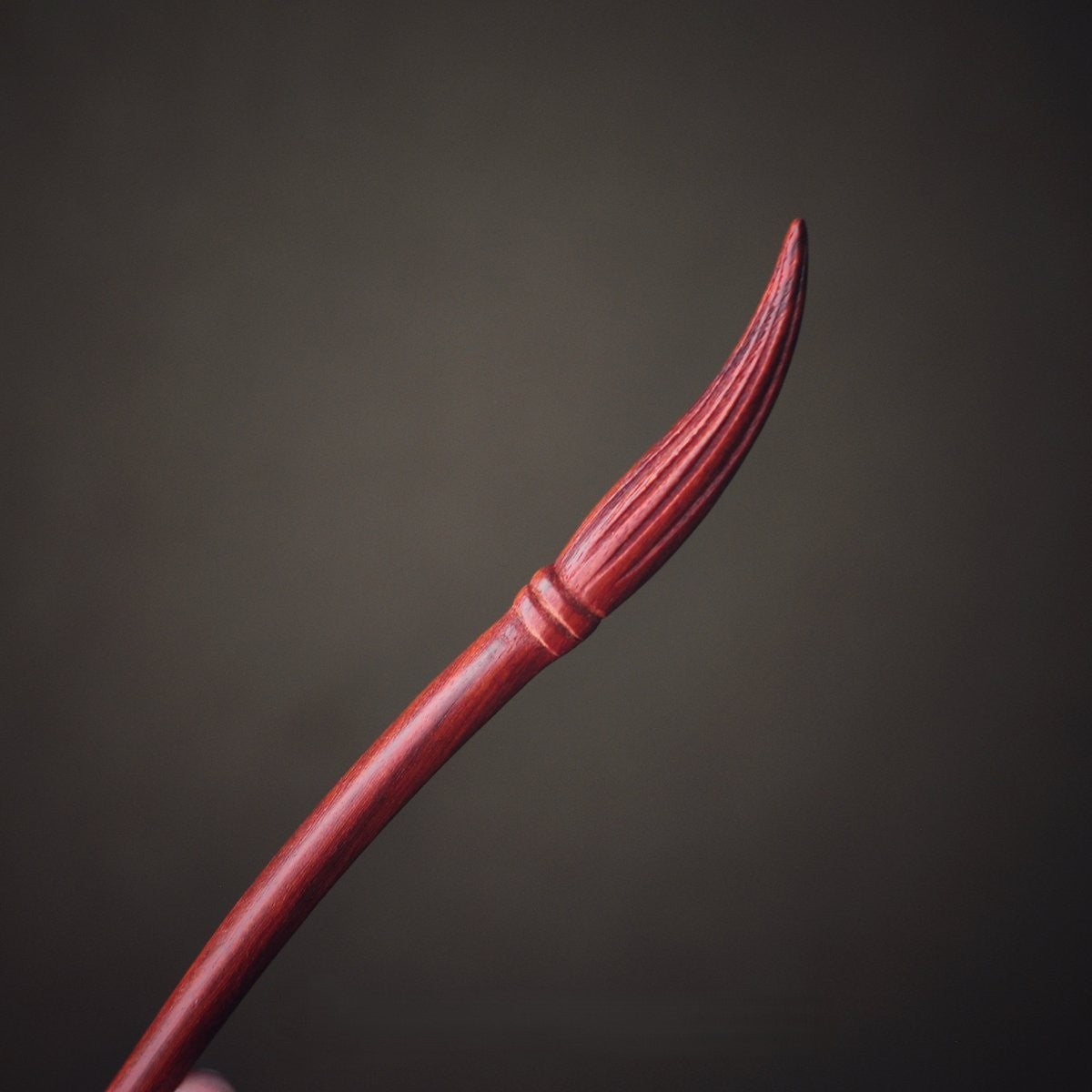 Bastoncino per capelli in legno nero africano naturale - Design a pennello calligrafico (Mao Bi) 19,8 cm #毛笔