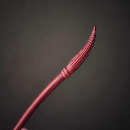 Bastoncino per capelli in legno nero africano naturale - Design a pennello calligrafico (Mao Bi) 19,8 cm #毛笔