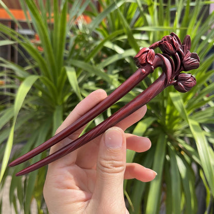 Natural Wooden Hair Stick Set - 17cm U Shape Tulip Hairpin (郁金香)