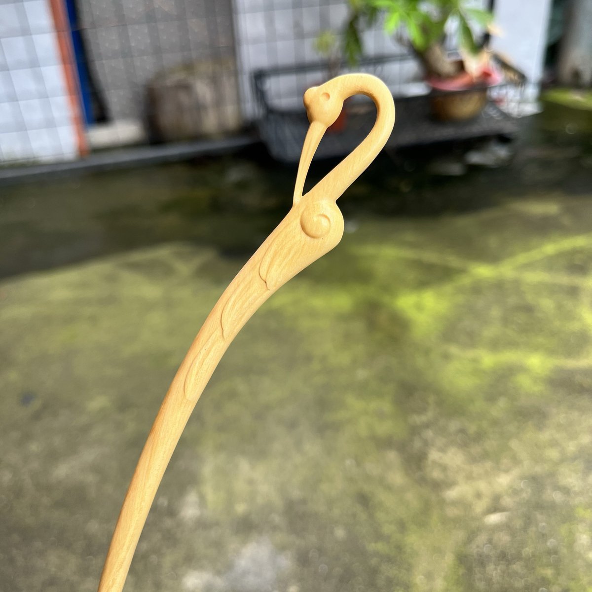 Natural Wooden Hair Stick Set - 20cm Crane Hairpin (仙鹤)