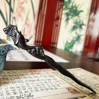 Natural Wooden Hair Stick Set - 20cm Big Fish & Begonia Design (大鱼海棠)