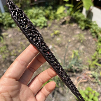 Natural Wooden Openwork Hair Stick Set - 20cm Hairpin  (祥云镂空)
